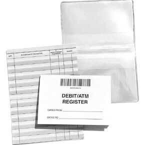 Debit ATM Mini Checkbook Registers with Balance Column with 1 Free Vinyl Cover (Set of 5)
