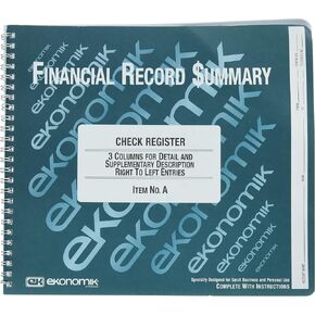 Ekonomik - Wirebound Check Register Accounting System, 8 3/4 x 10, 40-Page Book A (DMi EA