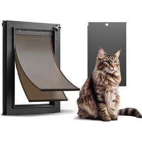 All Aluminum Dog Door for Exterior Door, Large Doggy Door, Heavy Duty Pet Door, Double Magnetic Flaps, Thermal Tnsulation, Energy Efficient, Sliding Lock Panel (Pets Up to 110Lb)
