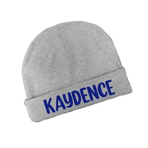 Personalized Baby Hat, Gray Monogrammed baby beanie, 0-6 month size, Newborn baby shower Going home gift (Gray, black letters)