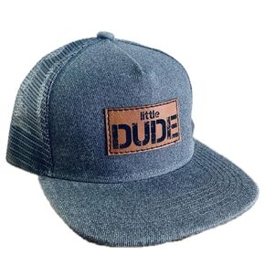 Little Dude Toddler Kids Hat, baseball cap adults baby children youth boys, flat bill brim mesh trucker snapback infant boys mens hat (Adult, Black)