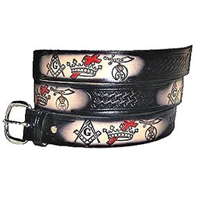 Handmade Masonic Knights Templar Shriner Blue Lodge Freemasons Fraternal Leather Belt