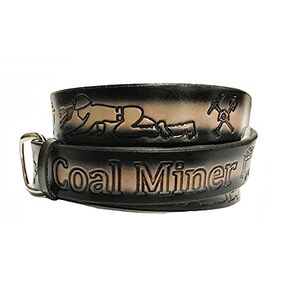 COAL MINER INDUSTRIAL Genuine Solid Top Grain Work Wear Leather Belt and Buckle Handmade in Usa