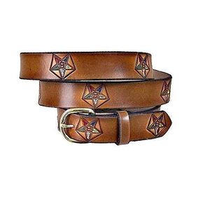 MASONIC OES ORDER OF THE EASTERN STAR LEATHER BELT 1 1/4" WIDE