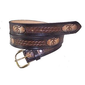 SHRINER MASONIC LEATHER BELT 1 1/2" WIDE