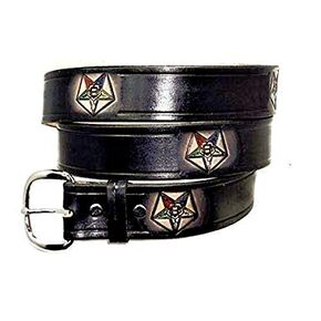 MASONIC OES ORDER OF THE EASTERN STAR LEATHER BELT 1 1/4" WIDE