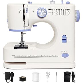 Beginner-Friendly Mini Sewing Machine with 12 Built-in Stitches, Sewing Machine with Foot Pedal, Portable, High-Low Speeds, Perfect for Sewing Enthusiasts