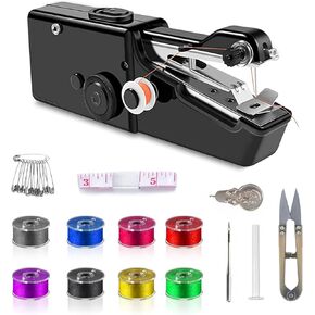 Handheld Sewing Machine, Portable and Easy-to-Use Mini Sewing Machine, Battery and USB Operated, Ideal for Beginners and Home Use - Black