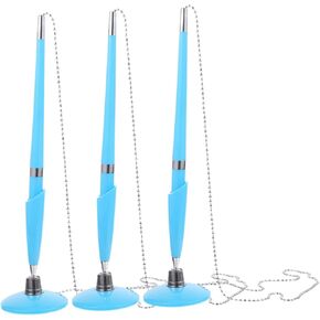 3Pcs Business Desktop Pens with Chain Multifunctional Countertop Writing Instruments for Office Hotel Use Secure and Stylish Signature Pens Blue