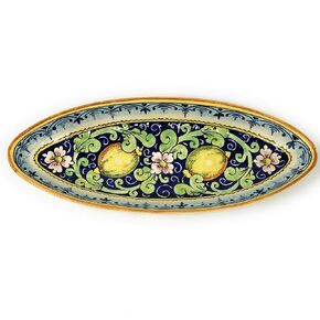 CERAMICHE D'ARTE PARRINI - Italian Ceramic Art Pottery Serving Bowl Centerpieces Tray Hand Painted Decorative Lemons Tuscan Made in ITALY