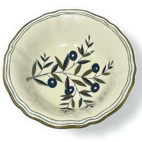 CERAMICHE D'ARTE PARRINI - Italian Ceramic Serving Bowl Corrugated Centerpiece Pattern Country Olives Art Pottery Dishware Made in ITALY Tuscan
