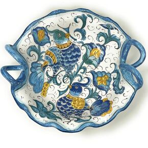 CERAMICHE D'ARTE PARRINI - Italian Ceramic Art Pottery Serving Bowl Centerpieces Hand Painted Collection Birds Made in ITALY Tuscan