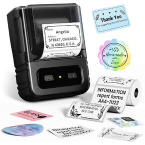 Bluetooth Label Maker Machine with Tapes, M102 Barcode Printer 2 Inch Sticker Label Printer with 1000+ Icons 300+Templates for Small Business, Office, Home, School, Black