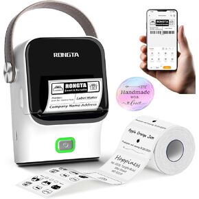 Rongta Bluetooth Label Maker Machine with Tape, Thermal Label Printer for Office, Small Business Essentials, Home Organization, Portable Inkless Sticker Label Maker with 2x1.18 inch Labels-150pcs