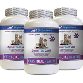cat Coat Supplement - Cats Total Health Complex - Joint Coat Eye Immune Support Formula - Vitamin b for Cats - 3 Bottles (180 Tablets)