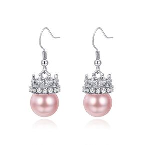 Witch Movie Inspired Green&Pink Pearl Earrings, Classical Witch Hat Crown Earrings for Fans, Pearl Jewelry for Women Witch Merch Accessories Gifts