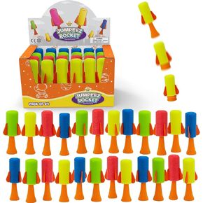 Jumping Rockets Light Up Poppers - Spring Launcher LED Toys for Kids - Party Favors, School Prize, Goodie Bag Fillers, Birthday Suprises - Games for Boys and Girls, Pack of 24