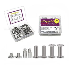 30 Pack Stainless Steel Chicago Screws and Stainless Steel Scrapbook Extension Screws Album Extender Post Replacements for Post-Bound Refillable Photo Album (（M5*15mm+5 * 8 * 13mm）)