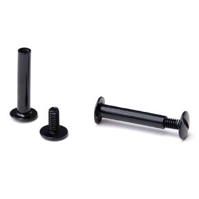 TruBind Aluminum Chicago Screw and Post Sets | 1 inch Post Length | 3/16 inch Post Diameter | Black | 100 Screws and 100 Posts