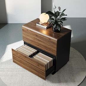2 Drawer Lateral File Cabinet, 31W*28H Wood Filing Cabinet with Anti-tilt Mechanism, Home Office Storage Filing for Letter, A4 & Legal Size, Light Walnut