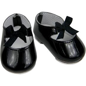 Sophia's Patent Leather Mary Jane Style Tap Shoes with Bow and Silver Tap Plates for 18 Inch Dolls, Black