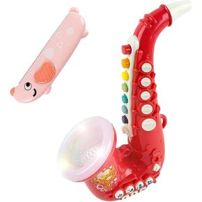 Toy Saxophone with Light & Sound, Toy Harmonica for Kids, Early Educational Toy Musical Instrument Toys for Toddlers Girls Boys Age 3+ (Green)
