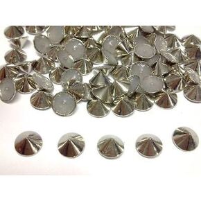 CraftbuddyUS 100pcs 9mm Silver Hotfix Cone Spike Studs, Punk, DIY Fashion Gems, Stick On