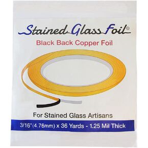 Stained Glass 3/16" Copper Foil - Black Back - 1.25 Mil. Thick