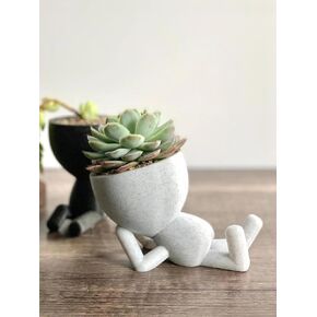 Little People Planter | Laying on Tummy Planter Gift Idea, People Laying on Tummy Planter, Bar Decor, Table Decor, Plant Gift Idea, Cute Succulent Planter (Marbel)