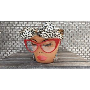 Sassy Soul Sister, Head Face Planter with Glasses, Planter with Drainage, Planters and Pots, Cute Planter, Flower Pots, Planter, Unique Gift