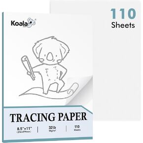 Koala 110 Sheets Tracing Paper 8.5x11 inch White Translucent Paper for Tracing Pads, 32lb/50gsm for Trace Images, Sketch, Drawing, Overlays