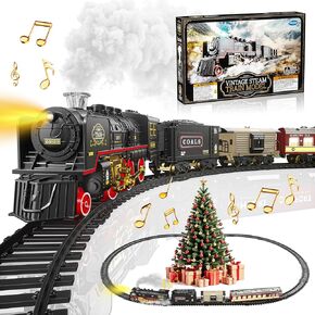 Electric Train Toy with Smokes,Lights and Sound,Train Set for Under Christmas Tree, Locomotive Train Model with Track, for 3 4 5 6 7+ Years Old Toddler Boys and Girls Birthday