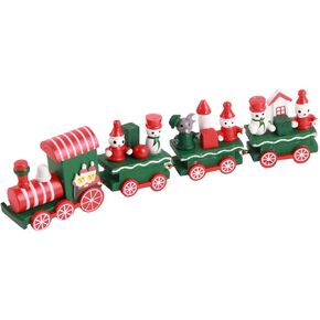 Kimiss Adoving Christmas Train Rail Toy - زخرفة زخرفة زخرفة خضراء احتفالية ، مصنوعة من خشب الجودة مع تصاميم حية (أخضر)