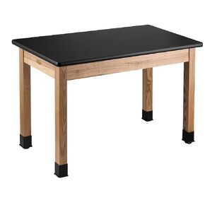 National Public Seating High Pressure Laminate Top Science Lab Table, 24" X 48", Black Top & Ashwood Legs