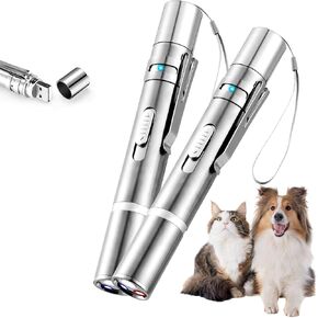 2pcs Laser Pointer, Cat Toys for Indoor Cats, Kitten Dog Laser Pen Toy, Red Dot LED Light Pointer Interactive Toys for Indoor Cats Dogs, USB Charging, 5 Switchable Patterns