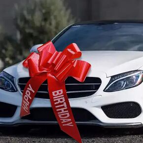 30" Giant Car Bow Big Red Car Bows for Large Gift Wrapping, Wedding, Birthday, Christmas, Huge Pull Bow for Large Present Decoration