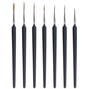 HBJWOV 7pcs Hook Line Professional Wolf Tip Detail Art Paint Brush Set Detailing Painting Drawing Oil Painting
