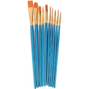 HBJWOV 10Pcs/Set Artist Paint Brush Set Nylon Hair Watercolor Acrylic Oil Painting Brushes Drawing Art Supplies