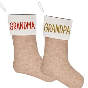Grandma And Grandpa Stockings, Baby Announcement Ideas For New Grandma Or Grandpa To be, Personalized Christmas Stockings for Grandparents, Gigi Stocking, Customized Your Name Stocking.