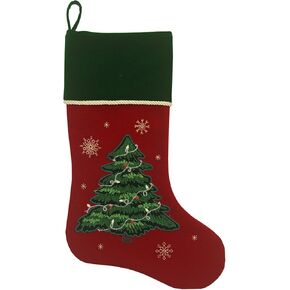 Comfy Hour Joyful Holiday Collection 20" Winter Christmas Tree Stocking Red, Polyresin