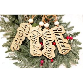 Wood Custom Name Stocking Tag - Two Layer Personalized Holiday Gift Tag NEXT DAY SHIP