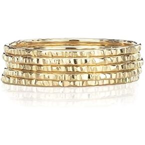 Delicate Stacking Rings, Hammered 14K Yellow Gold Fill, Set of 5 Custom Made in Saudi Arabia