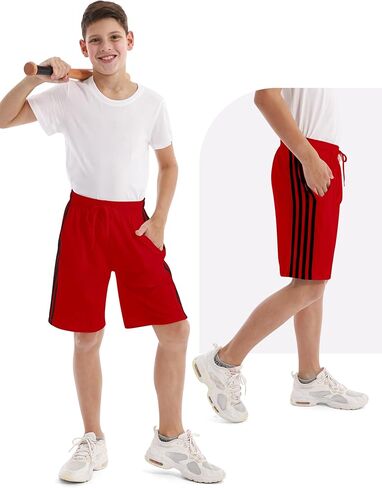 مجموعة من 6 شورتات رياضية للأولاد من ريسينتا، مجموعة من 6 شورتات كرة السلة للأولاد مع جيوب، شورتات جري نشطة سريعة الجفاف in Kuwait