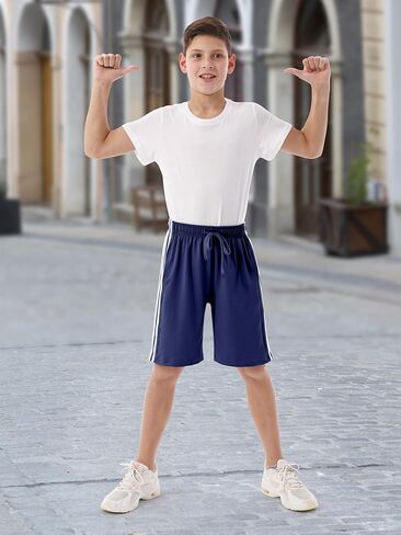 مجموعة من 6 شورتات رياضية للأولاد من ريسينتا، مجموعة من 6 شورتات كرة السلة للأولاد مع جيوب، شورتات جري نشطة سريعة الجفاف in Kuwait