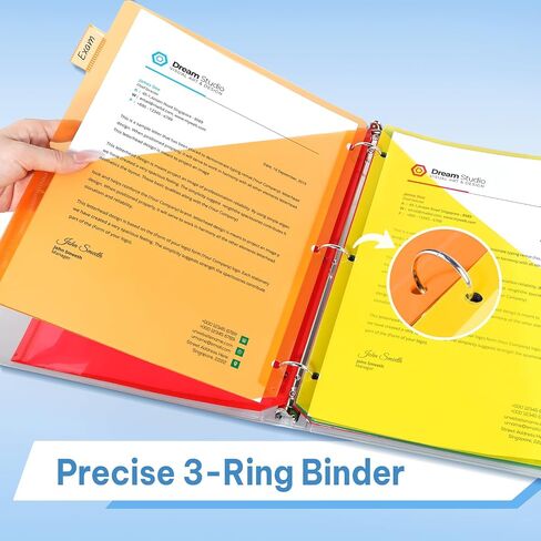 SUNEE 8 Tab Dividers with Pockets, Plastic Dividers for 3 Ring Binder, Subject Dividers with 2 Pockets, Binder Dividers for School Office Home Supplies, Multicolor, 1 Set in Kuwait