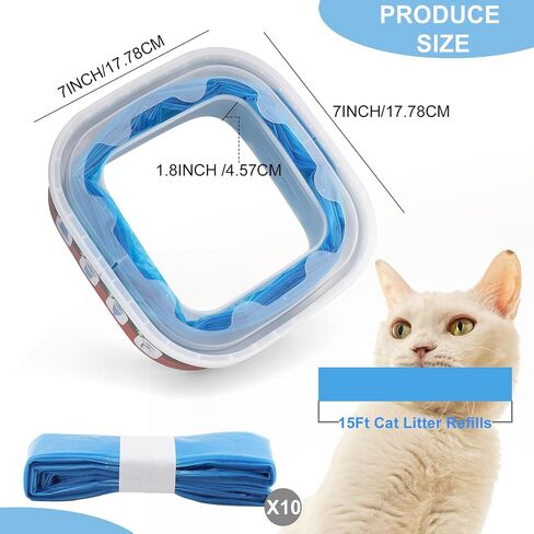 10Pack Cat Cat Sterter Reclivs ، صناديق تعبئة القمامة المتوافقة مع تعبئة Genie Standard ، بالإضافة إلى XL+ و XL (تشمل صناديق إعادة ملء غير أصلية) (أزرق) in Kuwait