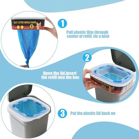 10Pack Cat Cat Sterter Reclivs ، صناديق تعبئة القمامة المتوافقة مع تعبئة Genie Standard ، بالإضافة إلى XL+ و XL (تشمل صناديق إعادة ملء غير أصلية) (أزرق) in Kuwait