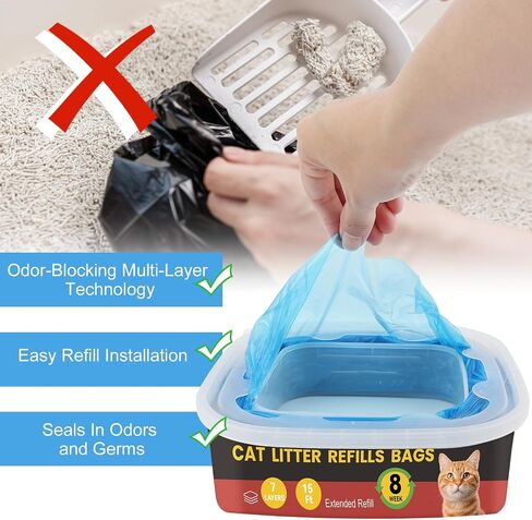 10Pack Cat Cat Sterter Reclivs ، صناديق تعبئة القمامة المتوافقة مع تعبئة Genie Standard ، بالإضافة إلى XL+ و XL (تشمل صناديق إعادة ملء غير أصلية) (أزرق) in Kuwait