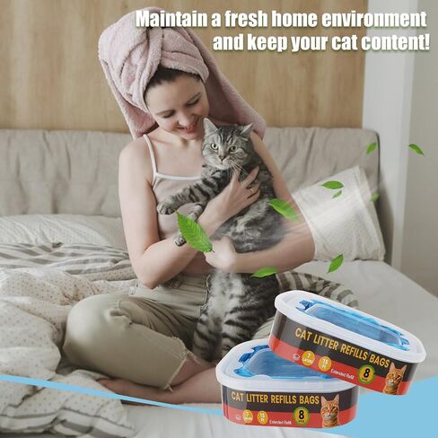 10Pack Cat Cat Sterter Reclivs ، صناديق تعبئة القمامة المتوافقة مع تعبئة Genie Standard ، بالإضافة إلى XL+ و XL (تشمل صناديق إعادة ملء غير أصلية) (أزرق) in Kuwait