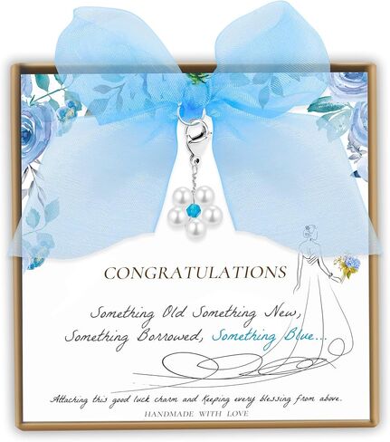 Something Blue Gift for Bride Bridal Shower Wedding Gifts for Bride to Be with Bouquet Angel Charm and Wedding Card as Bridal Jewelry Set Bridesmaid gifts Bride Accessories from Mom Friends in Kuwait
